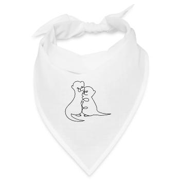 Otter One Line Drawing - Bandana Dreieckstuch - Weiß - Vorne
