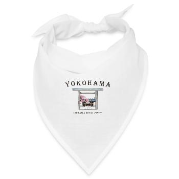 Yokohama, Japan, Schrein Iseyama Kotai Jingu Torii - Bandana Dreieckstuch - Weiß - Vorne