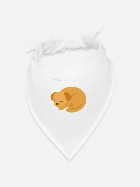 Schlafender Welpe im minimalistischen Stil - Bandana Dreieckstuch - Weiß