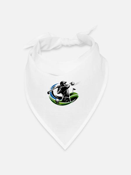 Golfer-Silhouette im Schwungkreis - Bandana Dreieckstuch - Weiß