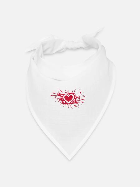 Herz - Bandana Dreieckstuch - Weiß
