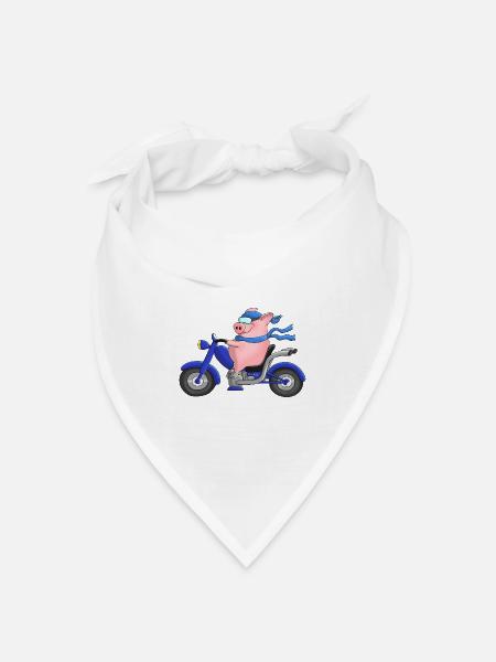 Lustiger Motorradfahrer auf Chopper - Bandana Dreieckstuch - Weiß