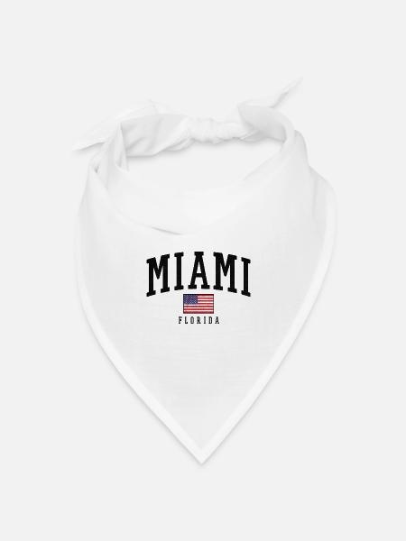 Miami Flag Distressed Typography Florida - Bandana Dreieckstuch - Weiß