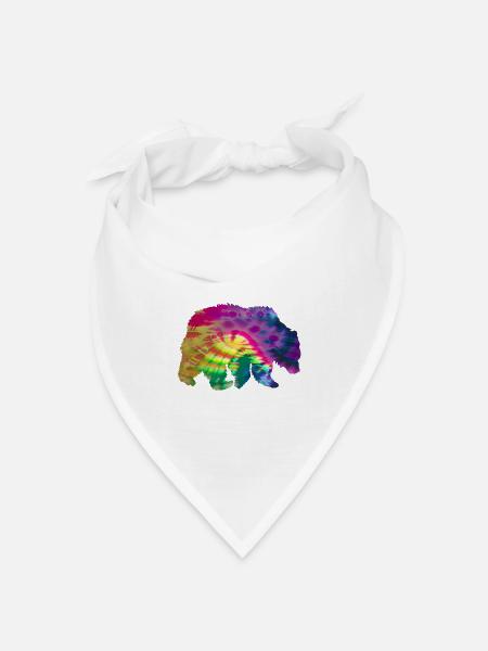 Bär Silhouette Tie Dye Batik Muster - Bandana Dreieckstuch - Weiß