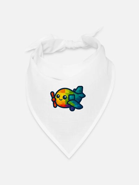 WPAP Polygon Kawaii Stil Baby Spielzeug Flugzeug - Bandana Dreieckstuch - Weiß