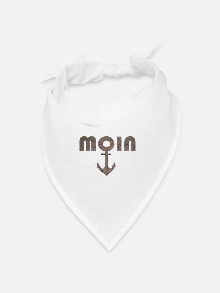 Moin mit Anker im rostigen Vintage Look - Bandana Dreieckstuch - Weiß