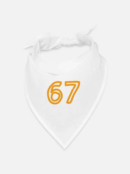 Nummer 67 in orange - Bandana Dreieckstuch - Weiß