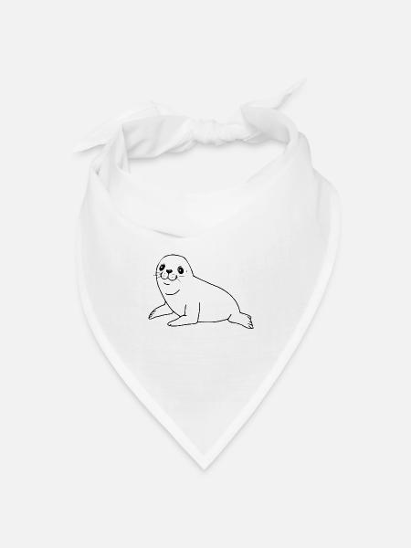 Seehund Robbe - Bandana Dreieckstuch - Weiß