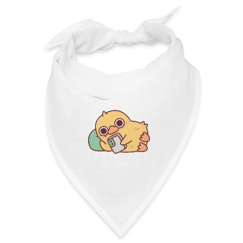 Süße Ente entspannt mit dem Handy. - Bandana Dreieckstuch - Weiß - Vorne