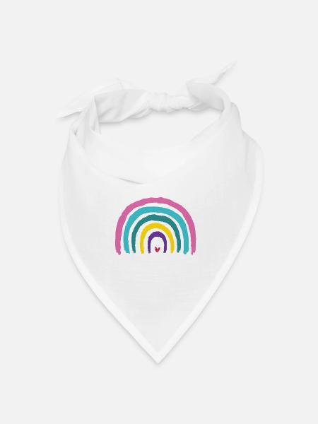 Regenbogen mit Herz Farben der 90er - Bandana Dreieckstuch - Weiß