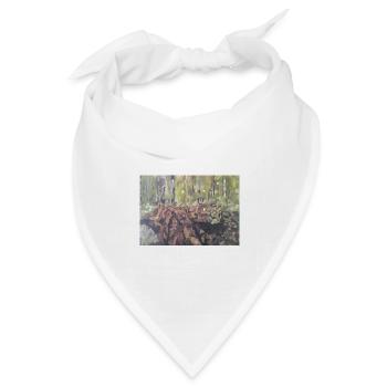Baumstämme im Wald – eine impressionistische Landschaft - Bandana Dreieckstuch - Weiß - Vorne