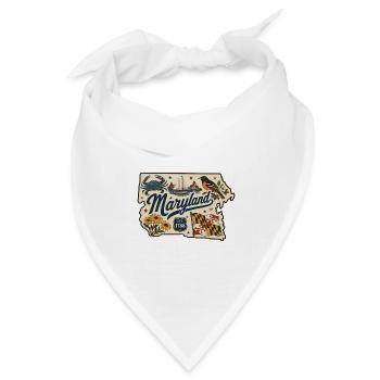 Maryland Vintage Staatsflagge & Krabbenaufkleber - Bandana Dreieckstuch - Weiß - Vorne