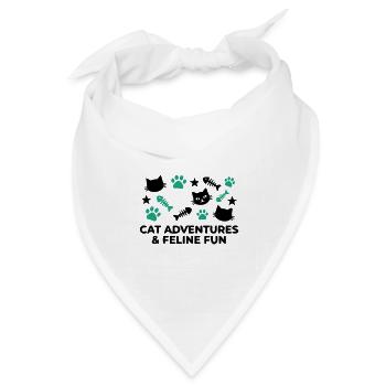 Katzen Abenteuer Schriftzug - Bandana Dreieckstuch - Weiß - Vorne