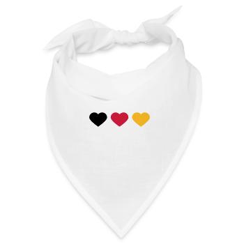 3 Herzen Deutschland Flagge Farben Liebe Deutsch - Bandana Dreieckstuch - Weiß - Vorne
