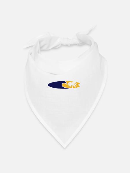Surfboard Welle Palme - Bandana Dreieckstuch - Weiß