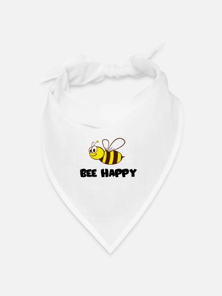 bee happy - Bandana Dreieckstuch - Weiß