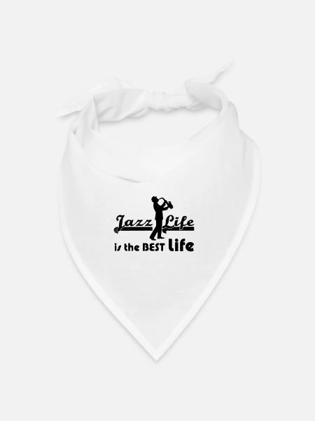 Jazz Life Musik Musiker Band Sprüche Geschenk - Bandana Dreieckstuch - Weiß