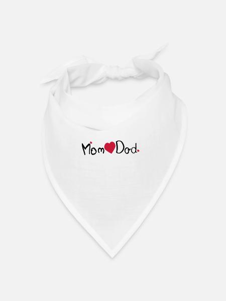 Mama Herzen Dad txt u. rote Herzen - Bandana Dreieckstuch - Weiß