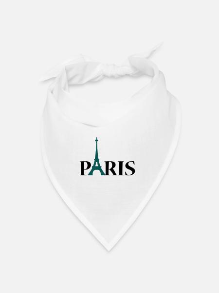 Paris Eiffeltoren / Eiffeltower / Tour Eiffel - Bandana Dreieckstuch - Weiß