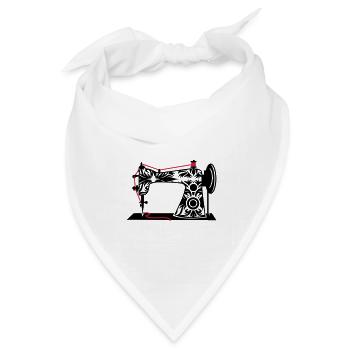 nostalgisch antike Retro Nähmaschine - Bandana Dreieckstuch - Weiß - Vorne