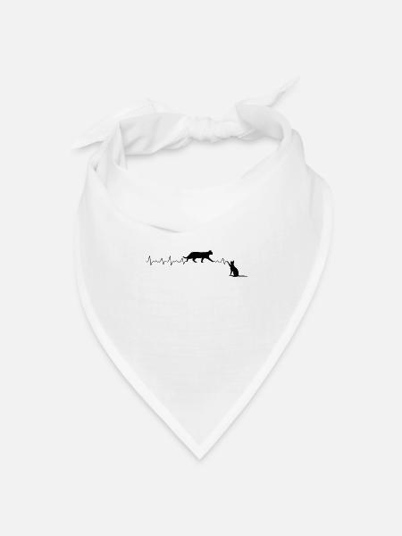 Katzen Herzschlag - Bandana Dreieckstuch - Weiß