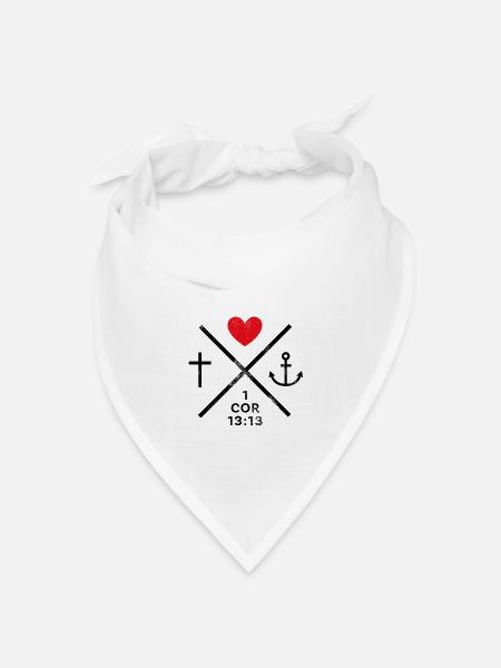 faith hope love (3) glaube liebe hoffnung, schwarz - Bandana Dreieckstuch - Weiß