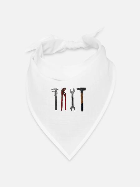 Werkzeug Illustration Handwerker Hammer Zange - Bandana Dreieckstuch - Weiß