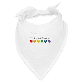 Regenbogenherzchen du bist der Schoenste - Bandana Dreieckstuch - Weiß - Vorne