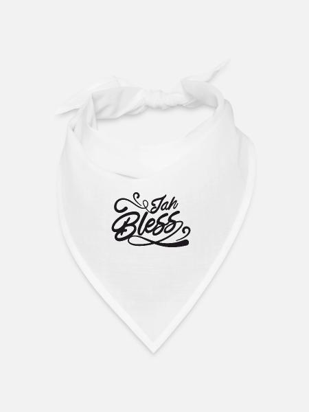 Jah Bless Script - Bandana Dreieckstuch - Weiß