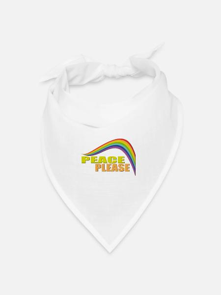PEACE PLEASE with Rainbow - Bandana Dreieckstuch - Weiß