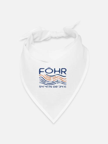 Föhr GPS Koordinaten Nordsee Insel - Bandana Dreieckstuch - Weiß