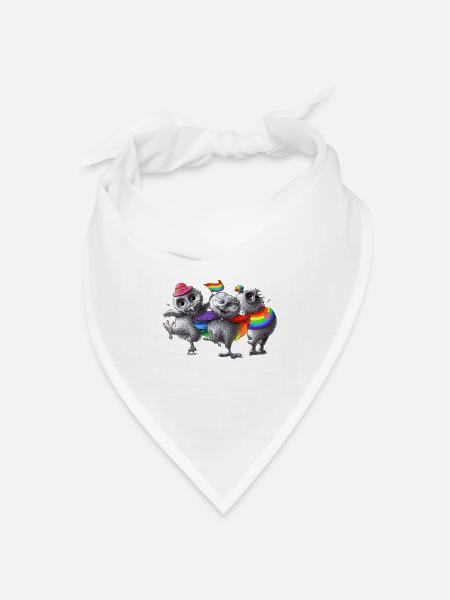 Lustige tanzende Pride Eulen - Bandana Dreieckstuch - Weiß