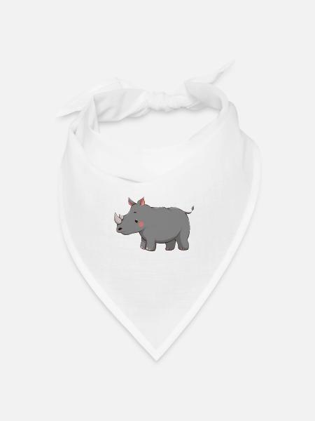 Nashorn - Bandana Dreieckstuch - Weiß