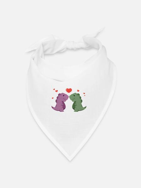 Süße Dinos mit Herz - Bandana Dreieckstuch - Weiß