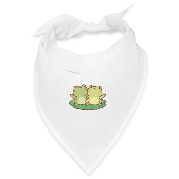 Süße Frösche auf Seerosenblatt-Besties - Bandana Dreieckstuch - Weiß - Vorne