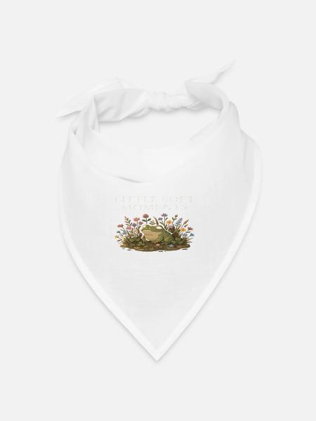 Kleine sanfte Momente: Frosch unter Blumen Farm - Bandana Dreieckstuch - Weiß