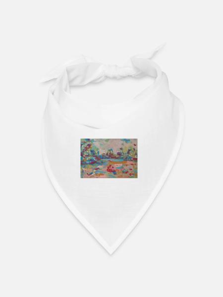 Abstrakte Landschaft aus farbenfrohen Flecken - Bandana Dreieckstuch - Weiß
