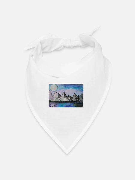 Mondnacht am stillen See - Bandana Dreieckstuch - Weiß