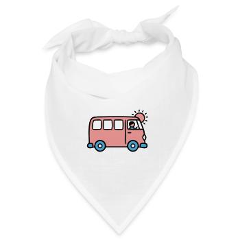 Pinker Schulbus Grafik - Bandana Dreieckstuch - Weiß - Vorne