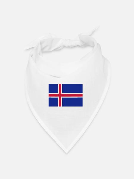 Blaues Kreuzflaggen-Design Island - Bandana Dreieckstuch - Weiß