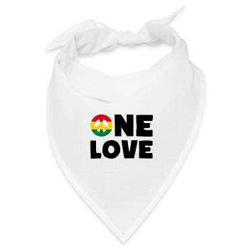 ONE LOVE Peace Jamaica Reggae Rastafari - Bandana Dreieckstuch - Weiß - Vorne