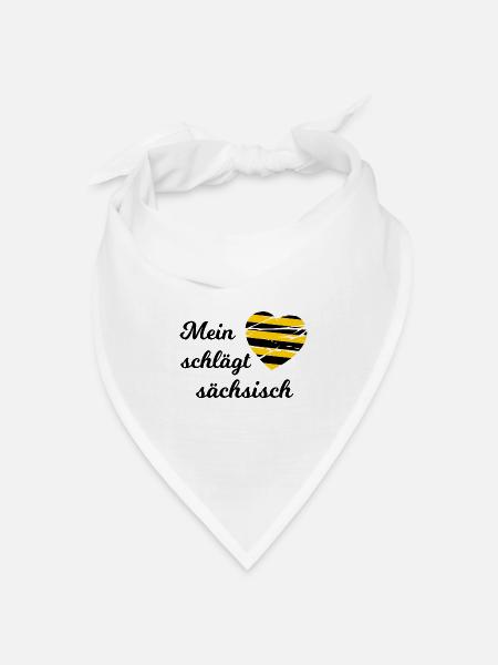 Ein Herz für Sachsen - Bandana Dreieckstuch - Weiß