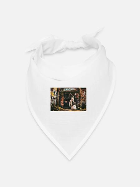 Urban Graffiti Portrait im Street-Style - Bandana Dreieckstuch - Weiß