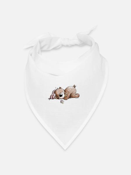Drolliger Brauner Bär Schläft Und Träumt - Bandana Dreieckstuch - Weiß