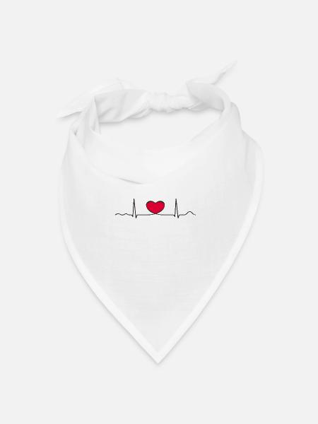 ekg herz - Bandana Dreieckstuch - Weiß