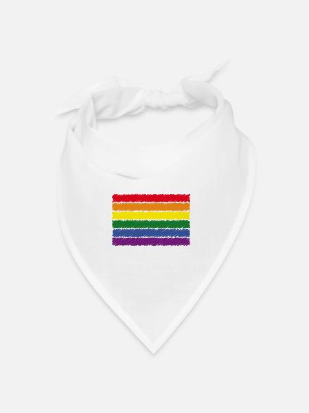 Regenbogenfahne / Rainbow Flag (Scribble / 6er) - Bandana Dreieckstuch - Weiß
