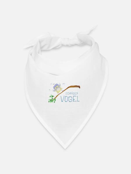 Schräger Vogel - Bandana Dreieckstuch - Weiß