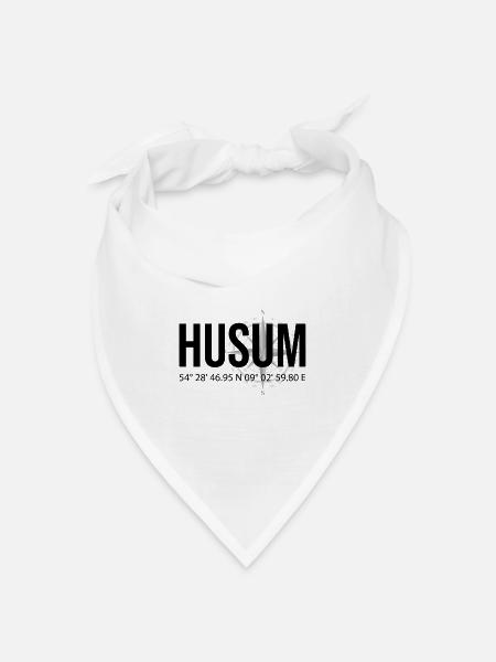 Koordinaten Husum - Bandana Dreieckstuch - Weiß