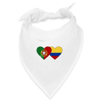 Portugal Kolumbien Flagge Herz used - Bandana Dreieckstuch - Weiß - Vorne