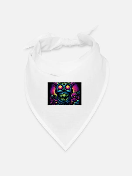 Glühender psychedelischer Schädel - Bandana Dreieckstuch - Weiß